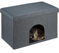 relaxdays Cave à chat avec siège gris