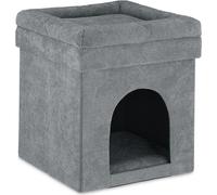 relaxdays Cave à chat Tabouret en gris