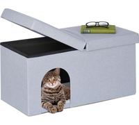 relaxdays Caverne pour chats en gris avec couvercle