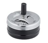 Relaxdays Cendrier avec Couvercle Poussoir, argenté/Noir | métal et plastique, Ø 9,5 cm, pour intérieur & extérieur