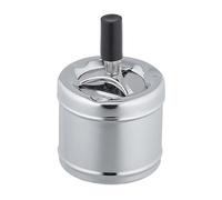 Relaxdays Cendrier avec Couvercle Poussoir, Lot de 2, en métal, Coupe-Vent, HxD: 11,5x8 cm, pour l'extérieur et intérieur, argenté