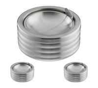 Relaxdays Cendrier en Lot de 3, avec Couvercle, Rond, Acier INOX, HD : 7 x 11,5 cm, pour intérieur et extérieur, argenté