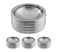 Relaxdays Cendrier en Lot de 4, avec Couvercle, Rond, Acier INOX, HD : 7 x 11,5 cm, pour intérieur et extérieur, argenté