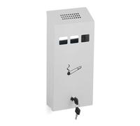 Relaxdays Cendrier Mural, verrouillable, métallique (Fer), H x L x P : 32,5 x 15 x 6 cm, pour l’extérieur, Blanc