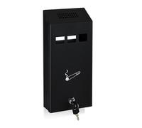 Relaxdays Cendrier mural pour extérieur, résistant aux intempéries, matériel de montage et clé, 32x15x6 cm, noir