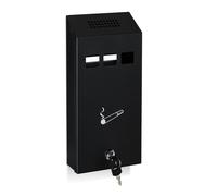 Relaxdays Cendrier mural pour extérieur, résistant aux intempéries, matériel de montage et clé, 32x15x6 cm, noir