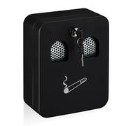 Relaxdays Cendrier Mural pour extérieur, matériel de Montage et clé, résistant aux intempéries, 20 x 16 x 8,5 cm, Noir