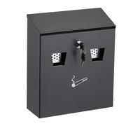 Relaxdays Cendrier Mural, verrouillable, métallique, H x L x P : 30 x 26 x 9,5 cm, pour extérieur, Anthracite