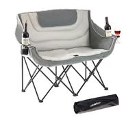 Relaxdays Chaise de Camping Double Pliable, Sac de Transport, Porte-gobelets, 272 kg, Polyester et métal, Gris