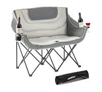 Relaxdays Chaise de Camping Double Pliable, Sac de Transport, Porte-gobelets, 272 kg, Polyester et métal, Gris