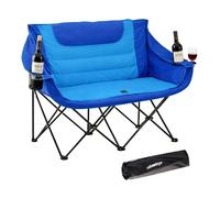 Relaxdays Chaise de Camping Double, Pliable, Sac de Transport, Porte-gobelets, 272 kg, Polyester et métal, Bleu