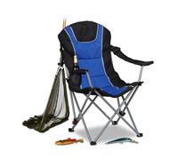 Chaise de camping pliable fauteuil de pêche rembourré avec porte-boissons dossier réglable HxlxP: 108 x 90 x 72 cm, bleu noir