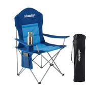 Relaxdays Chaise de Camping, Pliable, Sac de Transport, Porte-gobelet, 160 kg, rembourrée, Polyester, métal, Bleue