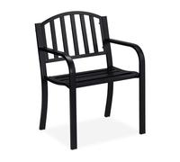 Relaxdays Chaise de Jardin, Fauteuil Moderne avec accoudoirs, Extra-Large, Acier, H x L x P : 82 x 60 x 48,5 cm, Noir