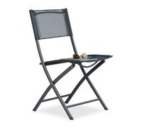 Relaxdays 10020943 Chaise de jardin pliable plastique et métal chaise balcon pliante camping terrasse wave HxlxP: 87 x 55 x 48,5 cm, anthracite gris