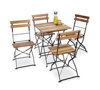 Relaxdays Chaise de jardin pliante lot de 4 en bois nature et métal sans accoudoir HxlxP: 84 x 42 x 44 cm, marron nature