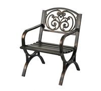 Chaise de Jardin Relaxdays, avec accoudoirs, Large, métal, Fauteuil Vintage, H x L x P : 85,5 x 60 x 56 cm, Noir/Bronze