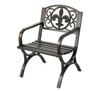 Chaise de Jardin Relaxdays, avec accoudoirs, Large, métal, Fauteuil rétro, H x L x P : 85,5 x 60 x 56 cm, Noir/Bronze