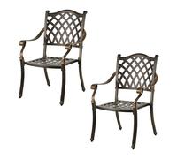 Chaise de Jardin Relaxdays, avec accoudoirs, métal, Fauteuil Vintage, H x L x P : 91 x 63 x 63 cm, Jardin, Noir/Bronze