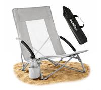 Relaxdays Chaise de plage pliable, porte-boisson