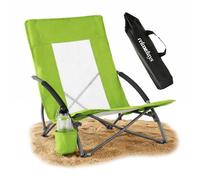 Relaxdays Chaise de plage pliable, porte-boisson