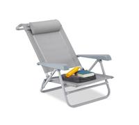 relaxdays Chaise Pliante Jardin Chaise Pliable Plage Ajustable Appui-tête accoudoirs réglables 120 kg, Gris