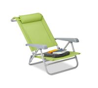Relaxdays Chaise Pliante Jardin Chaise Pliable Plage Ajustable Appui-tête accoudoirs réglables 120 kg, Vert