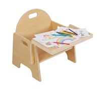 Relaxdays Chaise Enfant avec Table Intégrée, Bois Naturel, dès 1 an | 32x33x29 cm, Montessori