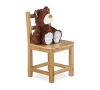 Relaxdays Chaise enfant bambou RUSTICO nature chambre d'enfants bois pour filles et garçons HxlxP: 50 x 28,5 x 28 cm, nature