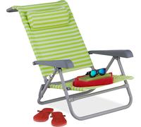 relaxdays Chaise longue pliante avec coussin pour la nuque