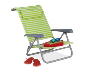 Relaxdays Chaise longue pliante avec repose-tête