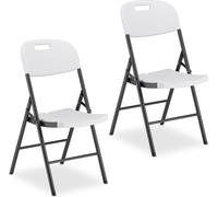 Relaxdays Chaise de Jardin Pliante, Lot de 2, pour l'extérieur, 150 kg, résistante aux intempéries, Noir-Blanc