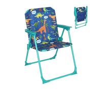 Relaxdays Chaise Pliante pour Enfant, Chaise de Camping avec Motif Dinosaure, H x l x P : 51,5 x 36 x 37,5 cm, Chaise de Pique-Nique extérieur, Pliable, Multicolore