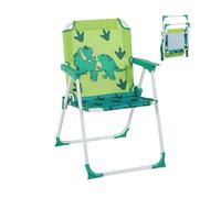 Relaxdays Chaise Pliante pour Enfant, Motif Dinosaure, H x L x P 51,5 x 36 x 37,5 cm, Multicolore, extérieur