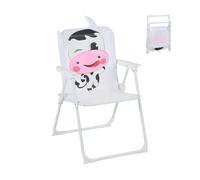 Relaxdays Chaise Pliante pour Enfant, Motif Vache, H x L x P 51,5 x 36 x 37,5 cm, Multicolore, pour l'extérieur
