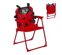 Relaxdays Chaise Pliante pour Votre Enfant, Coccinelle, H x L x P : 51,5 x 36 x 37,5 cm, pour l'extérieur, Multicolore