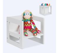 Relaxdays Chaise pour Votre Enfant, accoudoirs, 2 hauteurs d'assise, MDF, H x L x P : 30 x 30 x 30 cm, Blanche