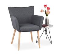 Relaxdays Chaise rembourrée en Tissu Gris foncé 84 x 62 x 56 cm