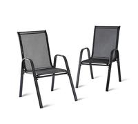 Relaxdays Chaises de Jardin empilables, Dossier Haut, accoudoirs, 150 kg, Polyester/métal, Anthracite 90 x 56 x 65 cm