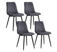Relaxdays Chaises, Lot de 4, Velours, Pieds métal, 120 kg, Anthracite | Salon et cuisine, chaise de cuisine rembourrée