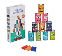 Relaxdays Chamboule-tout pour enfants intérieur et extérieur 10 boites de conserve et 3 sacs à lancer multicolore