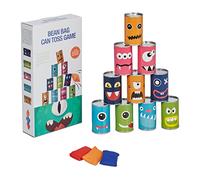 Relaxdays Chamboule-Tout pour Enfants, intérieur et extérieur, 10 boites de Conserve et 3 Sacs à Lancer, Multicolore