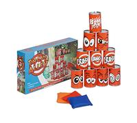 Relaxdays Chamboule-Tout pour Enfants, intérieur et extérieur, 10 boites de Conserve et 3 Sacs à Lancer, Multicolore