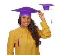 Relaxdays Chapeau de diplômé, Lot de 2, Toque d étudiant, avec Pompon, pour baccalauréat, Master, Violet