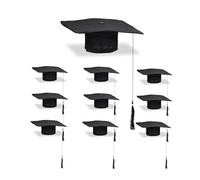 Relaxdays Chapeau de diplômé, Gland, en Lot de 10, pour la Remise des diplômes de Licence ou de Master, Noir
