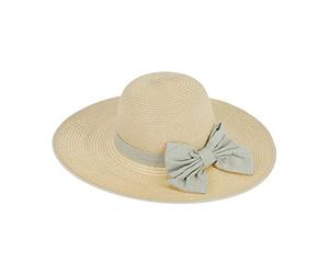 Relaxdays Chapeau de Paille, Femmes, Accessoire élégant avec nœud à Carreaux, pour Tour de tête de 56 cm, été, Beige