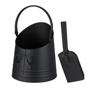 Relaxdays Charbonnière avec Pelle, Anse et poignée, 6,5 litres, Charbon, briquettes, Accessoires cheminée, Noir