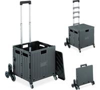 relaxdays Chariot à provisions pliable + couvercle 8 roues