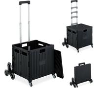 relaxdays Chariot à provisions pliable + couvercle 8 roues