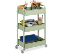 Relaxdays Desserte de Cuisine, 3 Niveaux, Chariot, HLP : 71,5 x 43,5 x 29,5 cm, Salle de Bain, Bureau, Vert